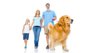 famille marche avec chien