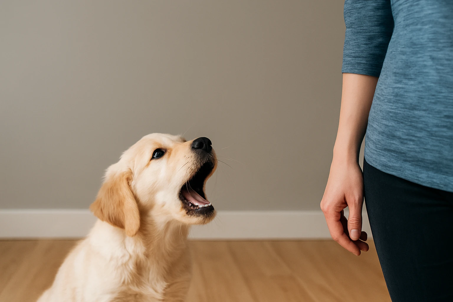 chiot qui jappe pour attirer l’attention