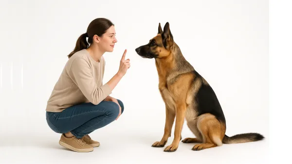Approche Éducateur canin avec son berger allemand